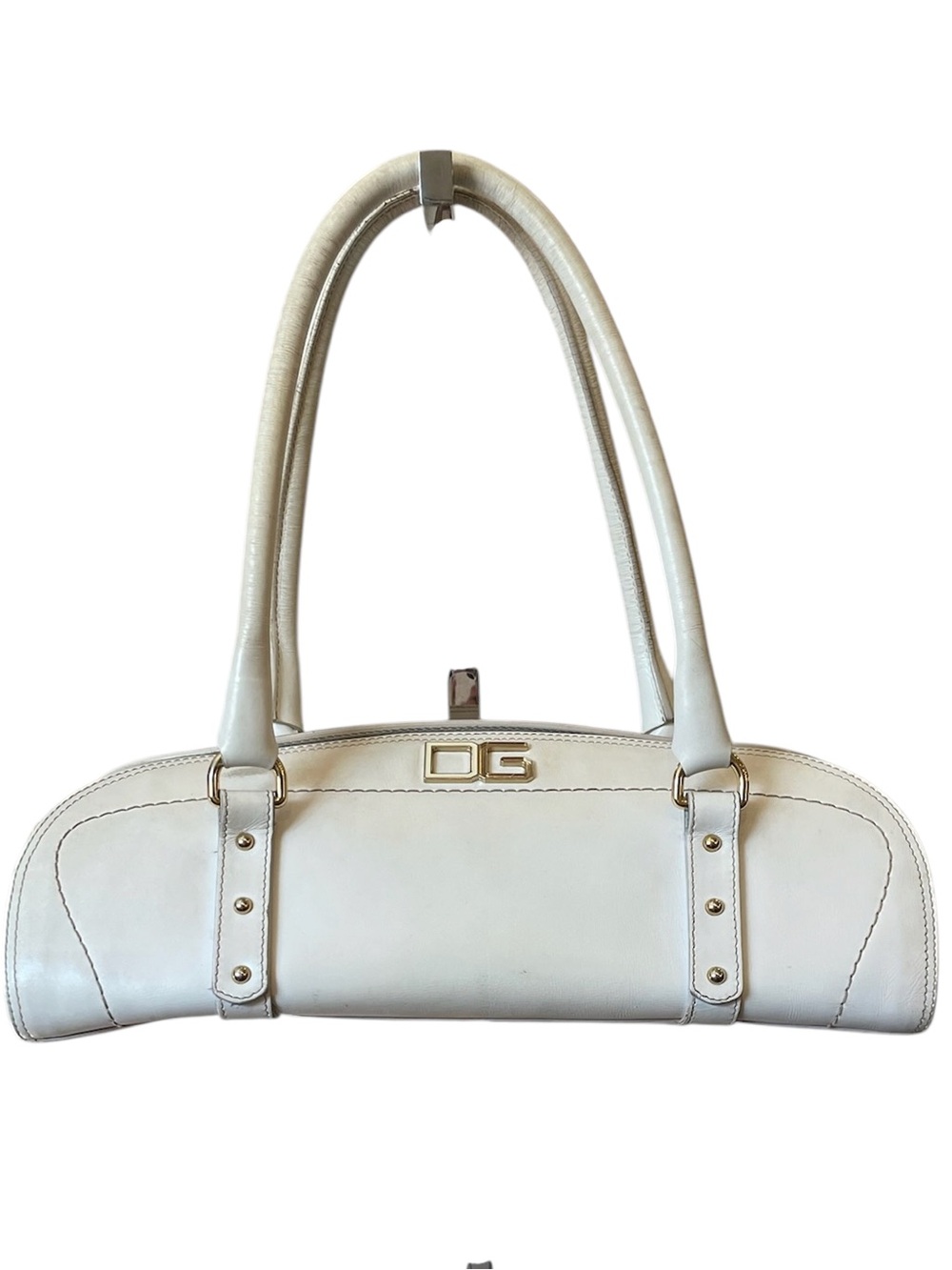 Dolce & Gabbana White Leather Barrel Shoulder Bag